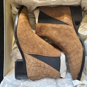 Marc Fisher LTD Mlyale Croco-Embossed Chelsea Boots - New, Size 8